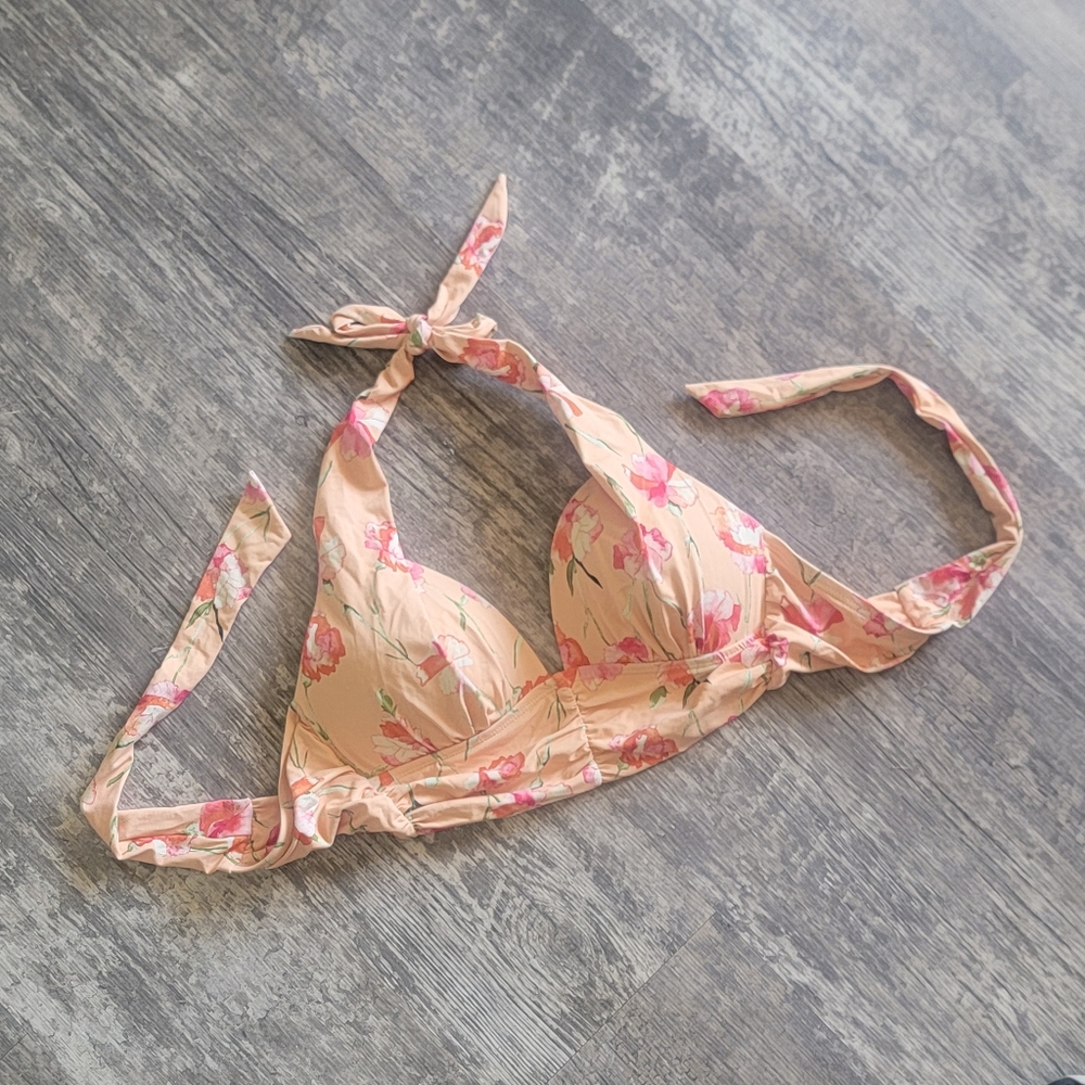 GIBSON LATIMER PEACH FLORAL BIKINI TOP